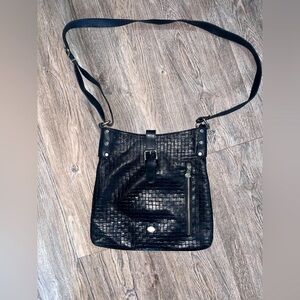The Trend Black Woven Leather Crossbody